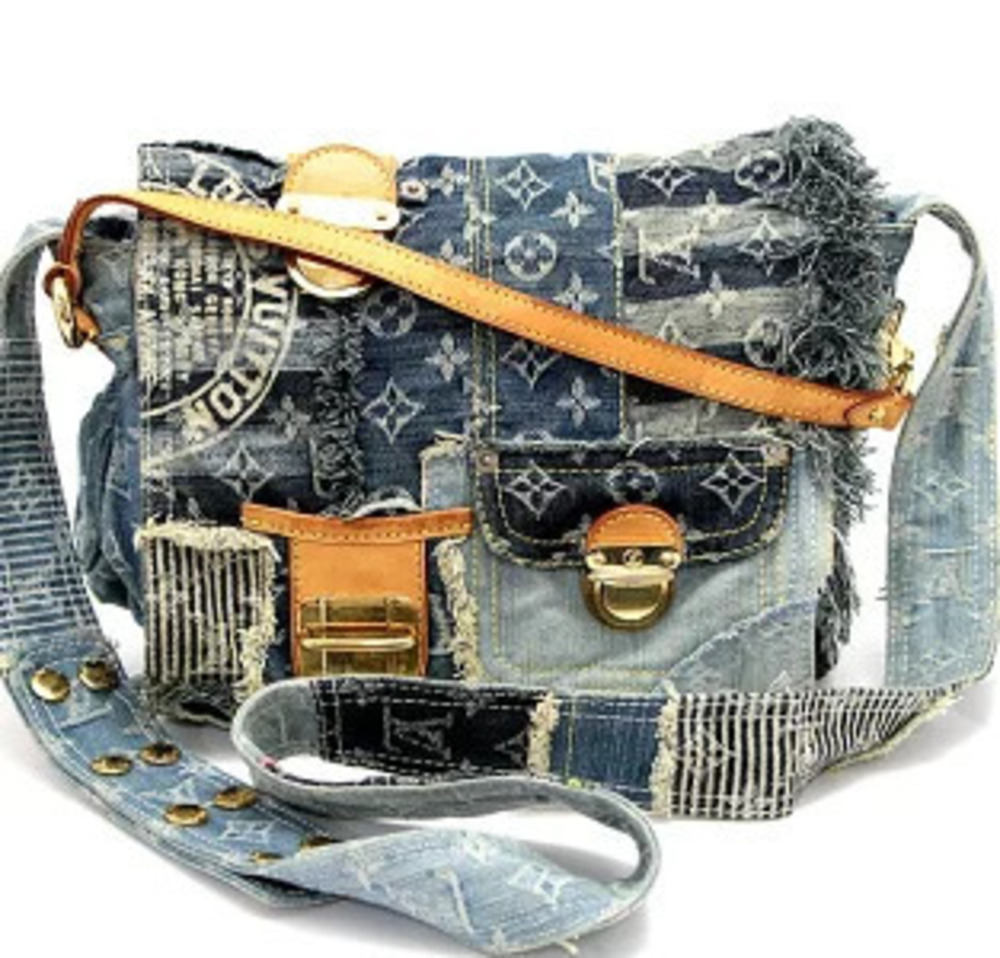 Louis Vuitton Posty Shoulder Messenger Bag Denim Monogram